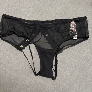 Victoria's Secret Black Lace Panties with Gold Details